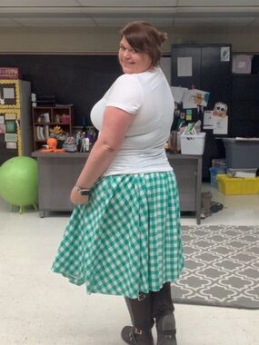 a new day Green Gingham A-Line Midi Skirt